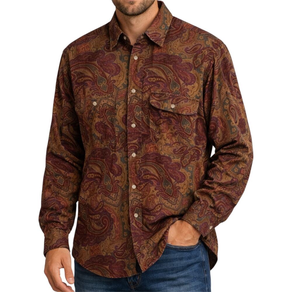 Vintage Ralph Lauren Chaps Button Down Shirt Paisley Print Chest Pocket M